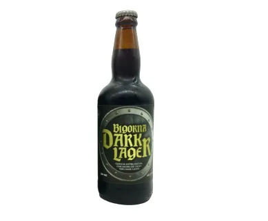 Garrafa da cerveja Bigorna Dark Lager, rótulo escuro